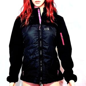 Millet Mountain Of Experience Coat Black & Pink Women's Size M (TEAR IN POCKET)
